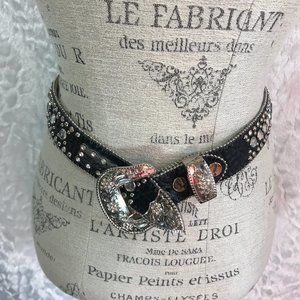 BHW Western rhinestone crystal leather belt Farm girl Cowgirl Bling